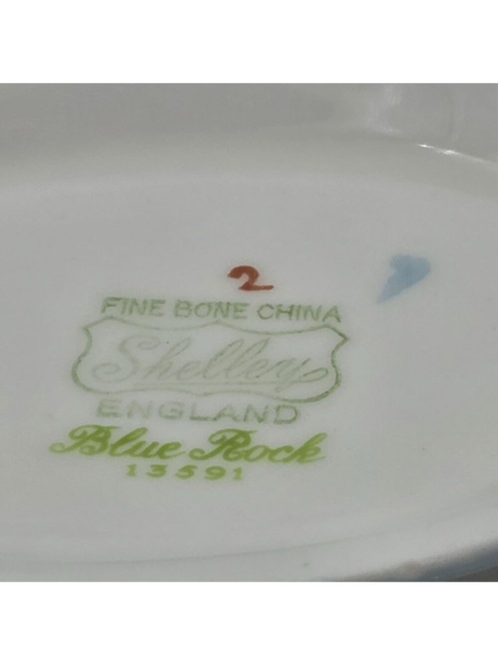 Shelley Blue Rock Dainty Gravy Boat Blue Trim Bone China English Botanical - Picture 10 of 10